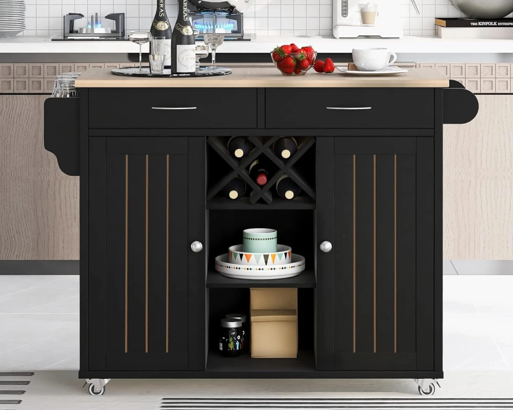 rolling kitchen cart with storage